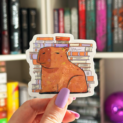 Capybara Reading Sticker